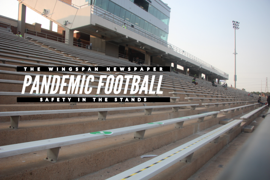 The stands at Pridgeon Stadium remain empty prior to a Thursday night football game against Pearland Dawson High School.